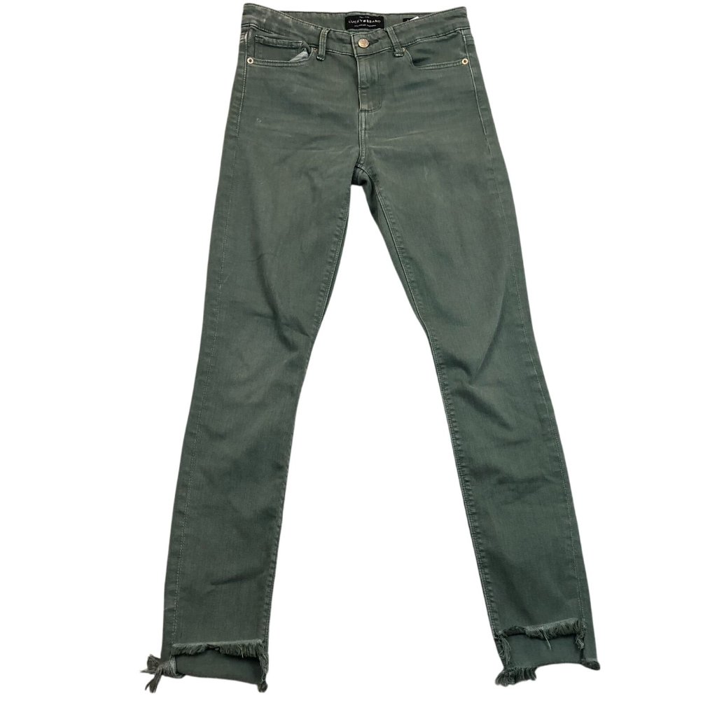 Lucky Brand Womens Jeans Size 456 Ava Skinny Ankle Frayed Hem Green Casual